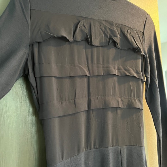 FRENCH CONNECTION Navy Shirt Dress with chiffon drawstring SZ 2 - Picture 9 of 11